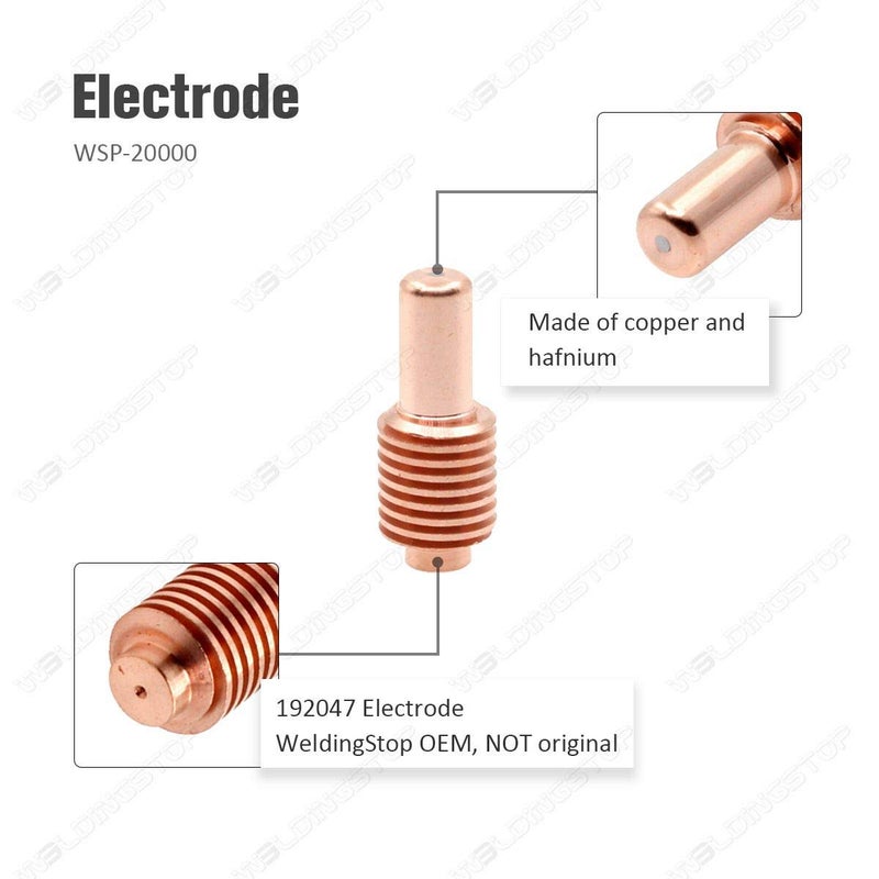 WeldingStop ICE-40C/T Plasma Electrode 192047 204325 Tip 204323 Shield Cap fit Miller Spectrum 625 Cutter PKG-15 - Image 3